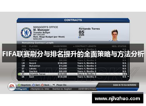 FIFA联赛刷分与排名提升的全面策略与方法分析
