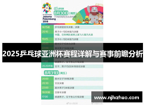 2025乒乓球亚洲杯赛程详解与赛事前瞻分析
